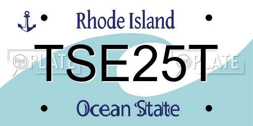 TSE25T Rhode Island License Plate