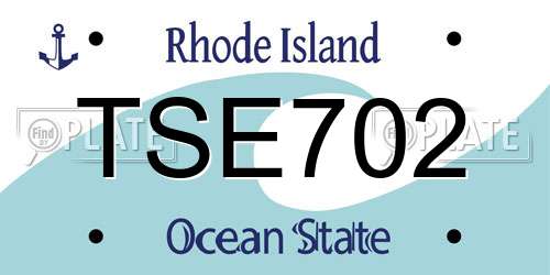 TSE702 Rhode Island License Plate