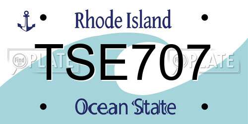 TSE707 Rhode Island License Plate