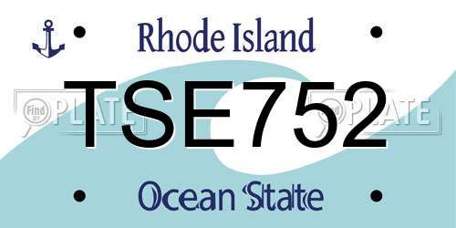 TSE752 Rhode Island License Plate