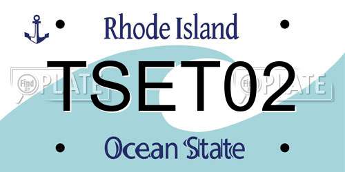 TSET02 Rhode Island License Plate