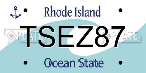 TSEZ87 Rhode Island License Plate
