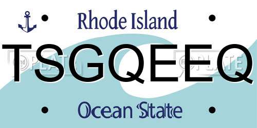 TSGQEEQ Rhode Island License Plate