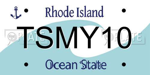 TSMY10 Rhode Island License Plate