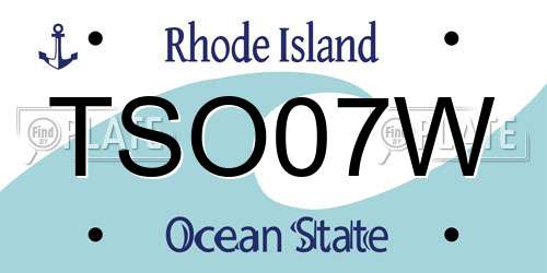 TSO07W Rhode Island License Plate