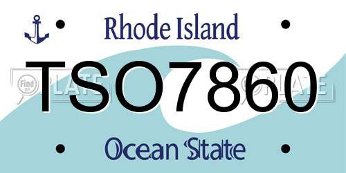 TSO7860 Rhode Island License Plate