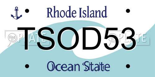 TSOD53 Rhode Island License Plate