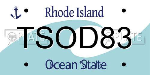 TSOD83 Rhode Island License Plate