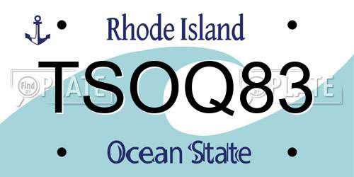TSOQ83 Rhode Island License Plate