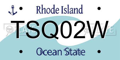 TSQ02W Rhode Island License Plate
