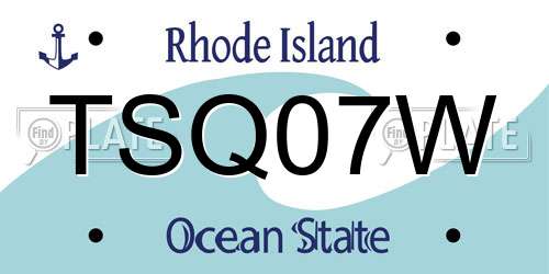 TSQ07W Rhode Island License Plate