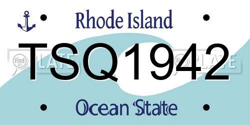 TSQ1942 Rhode Island License Plate