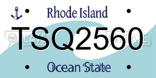 TSQ2560 Rhode Island License Plate