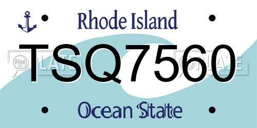 TSQ7560 Rhode Island License Plate