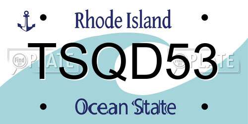 TSQD53 Rhode Island License Plate