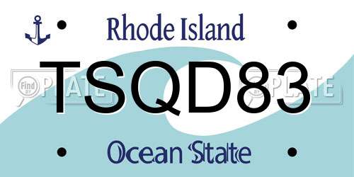 TSQD83 Rhode Island License Plate