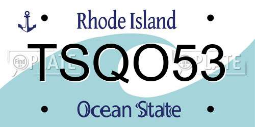 TSQO53 Rhode Island License Plate