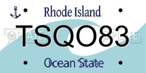 TSQO83 Rhode Island License Plate