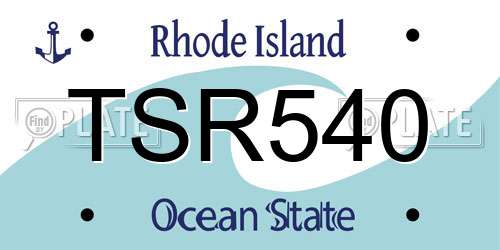 TSR540 Rhode Island License Plate