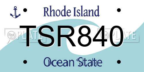 TSR840 Rhode Island License Plate