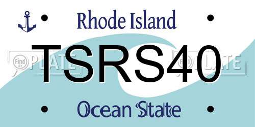 TSRS40 Rhode Island License Plate