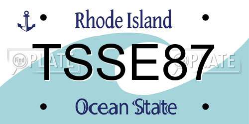 TSSE87 Rhode Island License Plate