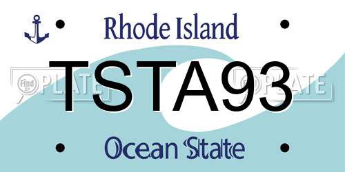 TSTA93 Rhode Island License Plate