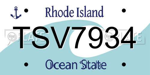 TSV7934 Rhode Island License Plate