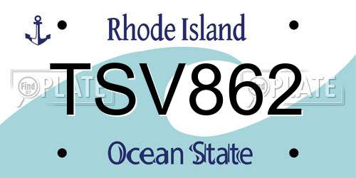 TSV862 Rhode Island License Plate