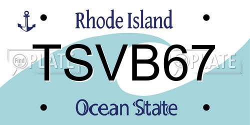 TSVB67 Rhode Island License Plate