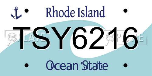 TSY6216 Rhode Island License Plate