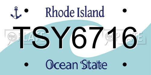 TSY6716 Rhode Island License Plate
