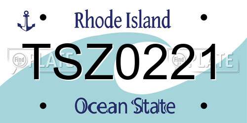 TSZ0221 Rhode Island License Plate