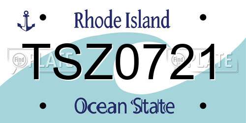 TSZ0721 Rhode Island License Plate