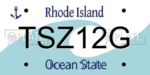 TSZ12G Rhode Island License Plate