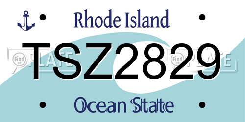TSZ2829 Rhode Island License Plate