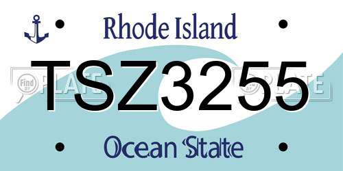 TSZ3255 Rhode Island License Plate