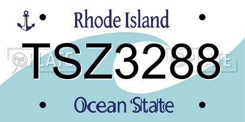 TSZ3288 Rhode Island License Plate