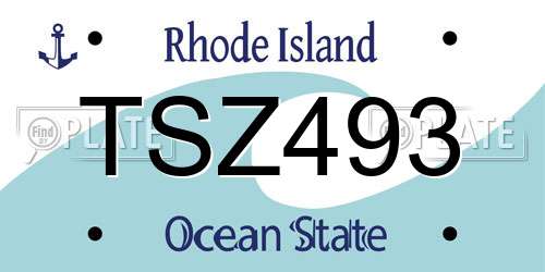 TSZ493 Rhode Island License Plate