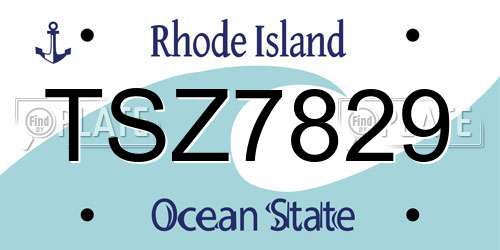 TSZ7829 Rhode Island License Plate