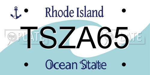 TSZA65 Rhode Island License Plate