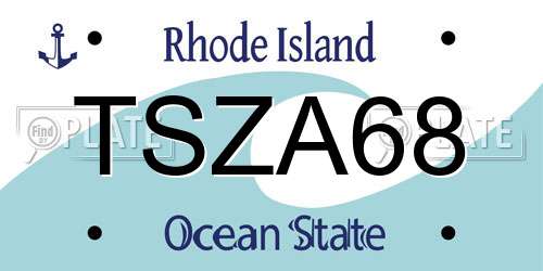 TSZA68 Rhode Island License Plate