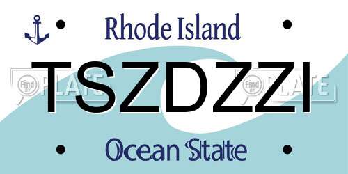 TSZDZZI Rhode Island License Plate