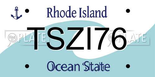 TSZI76 Rhode Island License Plate