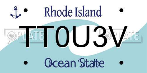 TT0U3V Rhode Island License Plate