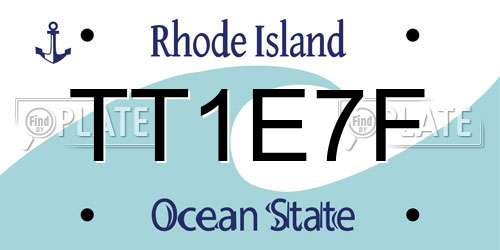 TT1E7F Rhode Island License Plate