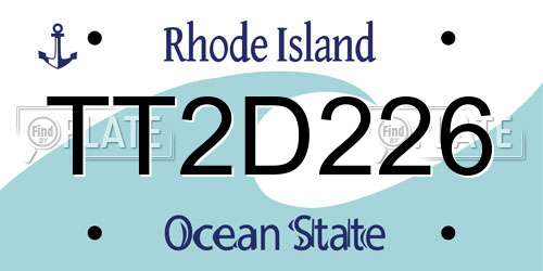 TT2D226 Rhode Island License Plate
