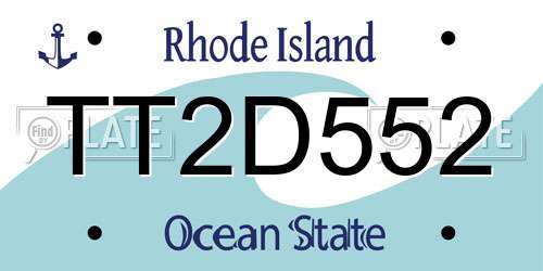 TT2D552 Rhode Island License Plate
