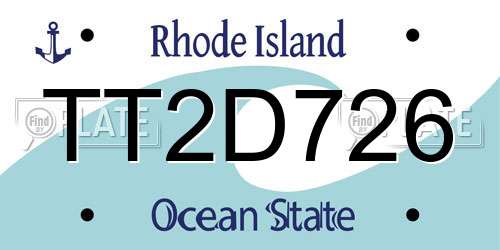 TT2D726 Rhode Island License Plate