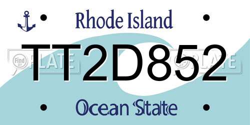 TT2D852 Rhode Island License Plate